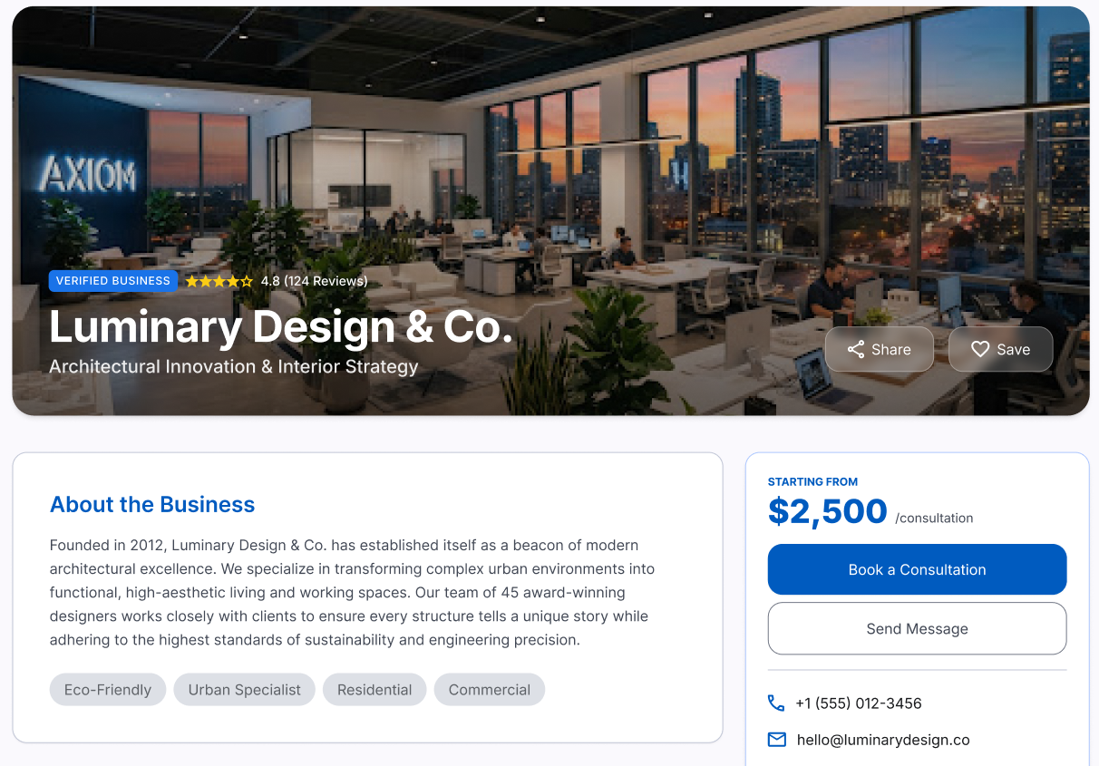 BizDirect business directory preview